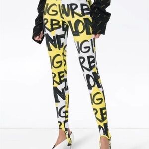 Burberry Graffiti Logo Stirrup Leggings in Bright Yellow